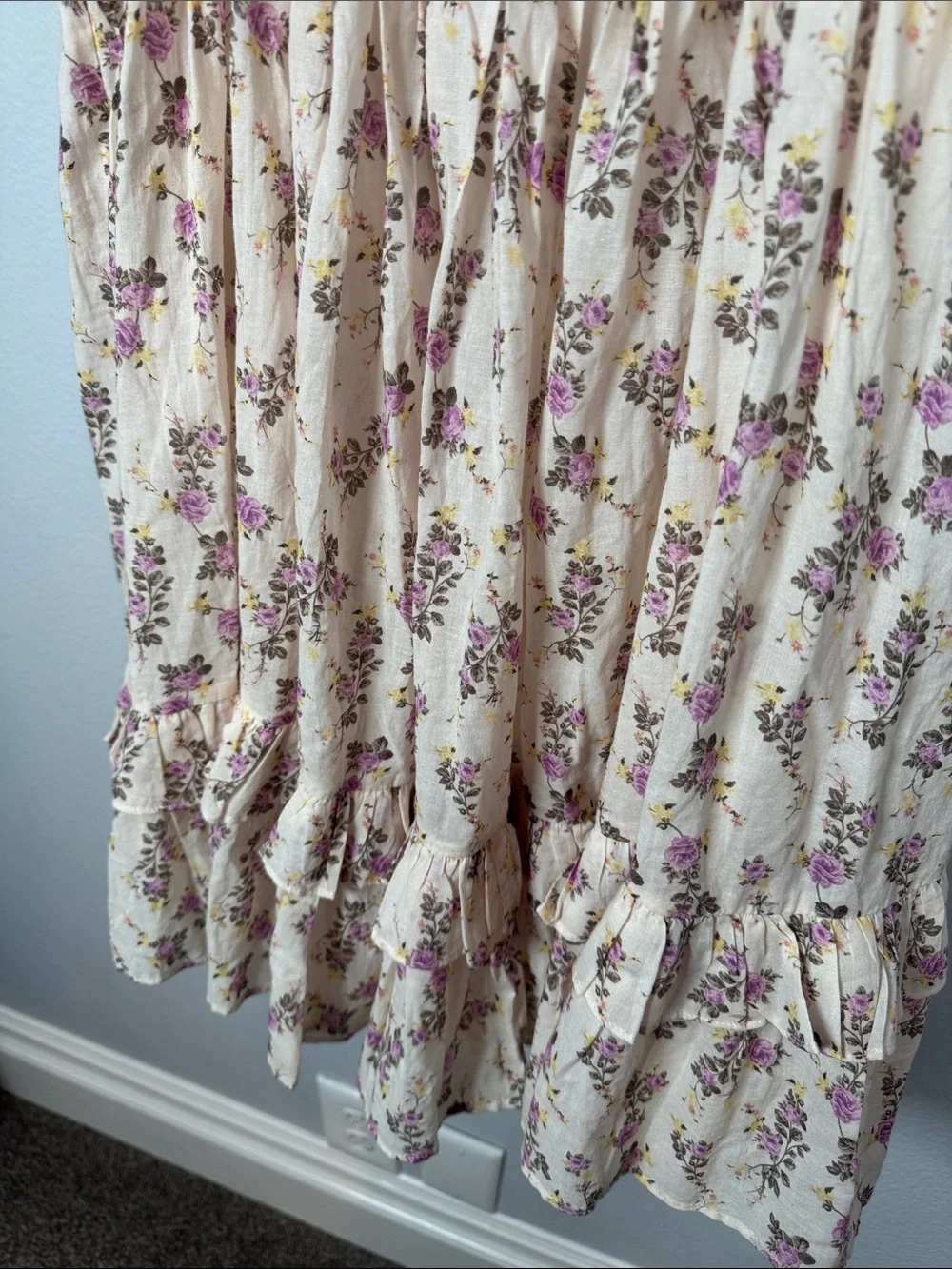 Revolve LPA Garland Mini dress Rachelle print puff sleeve cotton floral small - Picture 4 of 8